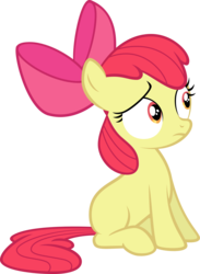 Size: 2197x3000 | Tagged: safe, artist:qazwsx302, editor:slayerbvc, apple bloom, earth pony, pony, g4, apple bloom's bow, bow, cropped, female, filly, hair bow, high res, missing cutie mark, simple background, sitting, solo, transparent background, vector