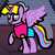 Size: 418x422 | Tagged: safe, artist:pagiepoppie12345, edit, edited screencap, screencap, twilight sparkle, alicorn, pony, g4, 1000 hours in ms paint, adorable face, anime style, cropped, cute, female, j-pop, ponytail, rainbow, smiling, solo, style emulation, styled hair, twiabetes, twilight sparkle (alicorn)