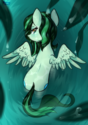 Size: 1267x1804 | Tagged: safe, artist:umculi, oc, oc only, oc:eden shallowleaf, pegasus, pony, above, solo, wings