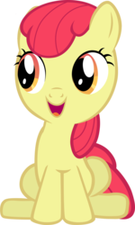 Size: 1911x3181 | Tagged: safe, artist:k-anon, edit, editor:slayerbvc, vector edit, apple bloom, earth pony, pony, g4, just for sidekicks, accessory-less edit, cropped, female, filly, happy, missing accessory, simple background, sitting, solo, transparent background, vector