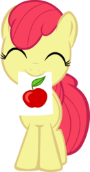 Size: 1280x2442 | Tagged: safe, artist:cwossie, edit, editor:slayerbvc, vector edit, apple bloom, earth pony, pony, g4, accessory-less edit, female, filly, missing accessory, mouth hold, simple background, solo, transparent background, vector