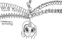 Size: 640x408 | Tagged: safe, artist:ewoudcponies, trixie, pony, unicorn, g4, black and white, female, grayscale, inktober, magic, monochrome, smiling, solo, traditional art