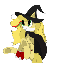 Size: 5000x5500 | Tagged: safe, artist:inky scroll, oc, oc:hollie, pony, cape, clothes, cute, eye clipping through hair, female, hat, mare, simple background, sitting, socks, transparent background, witch costume, witch hat