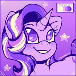 Size: 400x400 | Tagged: safe, artist:esmeia, starlight glimmer, pony, unicorn, g4, cute, female, glimmerbetes, limited palette, looking up, palette swap, recolor, smiling, solo, stars