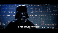Size: 1334x750 | Tagged: safe, edit, edited screencap, editor:undeadponysoldier, screencap, spike, dragon, human, a dog and pony show, g4, animated, big no, darth vader, funny, gif, i am your father, irl, irl human, male, meme, photo, spike's no, star wars, yelling, zoom out