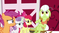 Size: 1920x1080 | Tagged: safe, screencap, apple bloom, granny smith, scootaloo, sweetie belle, earth pony, pony, g4, the big mac question, cutie mark crusaders, magic
