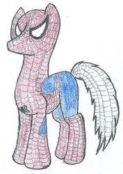 Size: 585x824 | Tagged: safe, artist:triforce-treasure, oc, oc:triforce treasure, earth pony, pony, clothes, cosplay, costume, male, oc cosplay, solo, spider-man