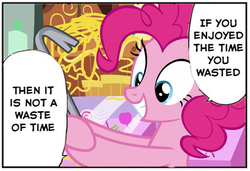 Size: 628x429 | Tagged: safe, edit, edited screencap, screencap, pinkie pie, earth pony, pony, g4, it isn't the mane thing about you, crowbar, inspirational, jemmy, quote, speech bubble