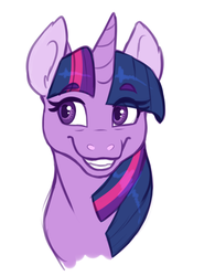 Size: 1469x1989 | Tagged: safe, alternate version, artist:9centschange, twilight sparkle, pony, g4, bust, cute, ear fluff, eye clipping through hair, female, mare, portrait, simple background, smiling, solo, twiabetes, white background