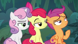 Size: 1920x1080 | Tagged: safe, screencap, apple bloom, scootaloo, sweetie belle, earth pony, pony, g4, the big mac question, cutie mark crusaders