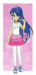 Size: 677x1400 | Tagged: safe, artist:nekojackun, flash sentry, oc, oc only, oc:felicity sentry, equestria girls, g4, choker, clothes, clothes swap, commissioner:shortskirtsandexplosions, crossdressing, cute, cutie mark on clothes, eyeshadow, femboy, girly sentry, hairband, lipstick, makeup, male, not rule 63, pantyhose, pinkie pie's superior outfit, purse, skirt, solo, trap