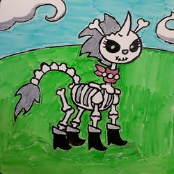 Size: 3072x3072 | Tagged: safe, artist:eternaljonathan, skellinore, pony, unicorn, g4, the break up breakdown, bone, gativerso, high res, skeleton, traditional art, whiteboard