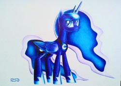Size: 3833x2724 | Tagged: safe, artist:rsd500, princess luna, alicorn, pony, g4, female, high res, simple background, solo, traditional art, white background
