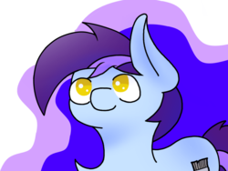 Size: 1000x750 | Tagged: safe, artist:theartisttree, oc, oc only, oc:theartisttree, earth pony, pony, big ears, cute, fluffy, gazing, head, purple, purple background, shade, simple background, smiling, solo, transparent background