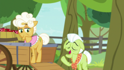 Size: 1920x1080 | Tagged: safe, screencap, goldie delicious, granny smith, earth pony, pony, g4, going to seed