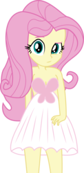 Size: 4884x9998 | Tagged: safe, artist:marcorulezzz, fluttershy, equestria girls, g4, absurd resolution, adorasexy, bare shoulders, breasts, cleavage, clothes, cute, dress, female, raised eyebrow, sexy, shyabetes, simple background, skirt, sleeveless, solo, transparent background, vector