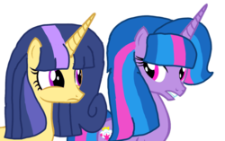 Size: 1440x902 | Tagged: safe, artist:徐詩珮, oc, oc:sparkle rain, oc:sunlight sprout, pony, unicorn, base used, female, half-siblings, interdimensional siblings, magical lesbian spawn, mare, next generation, offspring, parent:lemon hearts, parent:spring rain, parent:twilight sparkle, parents:lemonlight, parents:springlight, siblings, simple background, sisters, transparent background