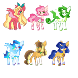 Size: 894x894 | Tagged: safe, artist:conspivacy, dracony, hybrid, pony, base used, bow, colored hooves, female, hair bow, hidden eyes, interspecies offspring, jewelry, male, next generation, offspring, overalls, parent:applejack, parent:big macintosh, parent:caramel, parent:cheese sandwich, parent:flash sentry, parent:fluttershy, parent:pinkie pie, parent:rainbow dash, parent:rarity, parent:soarin', parent:spike, parent:twilight sparkle, parents:carajack, parents:cheesepie, parents:flashlight, parents:fluttermac, parents:soarindash, parents:sparity, princess shoes
