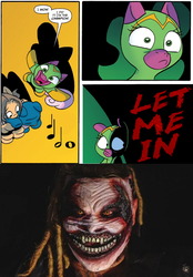 Size: 775x1115 | Tagged: safe, cheerilee, earth pony, pony, g4, bray wyatt, dredlocks, exploitable meme, mask, meme, sports, surprise entrance meme, the fiend, wrestling, wwe