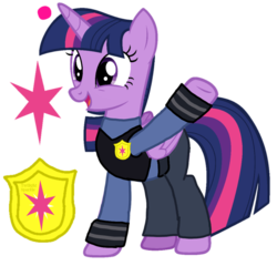 Size: 1041x1000 | Tagged: safe, artist:徐詩珮, edit, vector edit, twilight sparkle, alicorn, pony, g4, clothes, cosplay, costume, crossover, cutie mark, female, judy hopps, mare, simple background, solo, transparent background, twilight sparkle (alicorn), zootopia