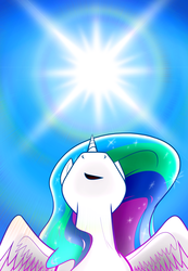 Size: 2700x3900 | Tagged: safe, artist:flamevulture17, princess celestia, alicorn, pony, g4, female, high res, looking up, mare, solo, sun