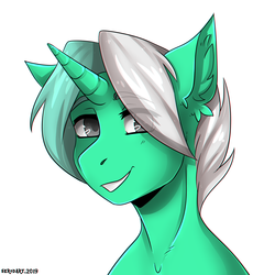 Size: 2000x2000 | Tagged: safe, artist:serodart, oc, oc only, oc:colarus, pony, unicorn, bust, chromatic aberration, commission, cute, high res, looking at you, male, portrait, smiling, solo