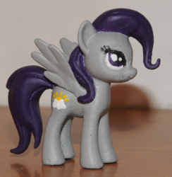 Size: 2612x2680 | Tagged: safe, artist:awgear, oc, oc:morning glory (project horizons), pegasus, pony, fallout equestria, fallout equestria: project horizons, customized toy, cutie mark, fanfic art, female, figurine, gray coat, high res, irl, photo, purple eyes, purple mane, purple tail, toy