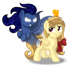 Size: 3169x2995 | Tagged: safe, artist:aleximusprime, oc, oc only, oc:alice goldenfeather, oc:comet, oc:penumbra, ghost, pegasus, phoenix, pony, comic:find yourself, bow, ectoplasm, estories, group, high res, wavy mane