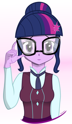 Size: 1123x1920 | Tagged: safe, artist:uliks-uliks, sci-twi, twilight sparkle, equestria girls, g4, clothes, crystal prep academy uniform, female, glasses, looking at you, necktie, school tie, school uniform, schoolgirl, solo