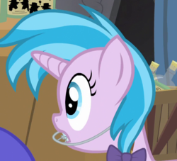 Size: 559x507 | Tagged: safe, screencap, air way, pearly whites, sea swirl, seafoam, pony, unicorn, g4, leap of faith, braces, cropped, offscreen character, solo focus, teenager