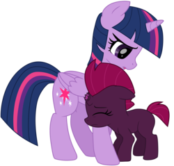 Size: 8373x8010 | Tagged: safe, artist:ejlightning007arts, fizzlepop berrytwist, tempest shadow, twilight sparkle, alicorn, pony, unicorn, g4, my little pony: the movie, broken horn, eyes closed, female, filly, filly tempest shadow, horn, mare, sad, simple background, trace, transparent background, twilight sparkle (alicorn), younger