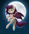 Size: 1500x1731 | Tagged: safe, artist:ikarooz, oc, oc only, oc:slumber tea, bat, bat pony, pony, bat pony oc, female, flying, full moon, mare, moon, night, solo, stars