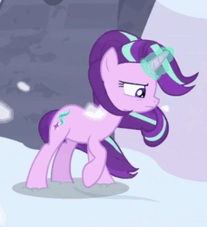 Size: 426x468 | Tagged: safe, screencap, starlight glimmer, pony, unicorn, g4, season 9, the ending of the end, animated, cropped, female, snow, solo, wind, windswept mane