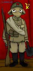 Size: 4000x8500 | Tagged: safe, artist:arkeanthe, earth pony, anthro, gun, hammer and sickle, mosin nagant, rifle, solo, soviet, weapon