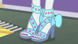 Size: 854x480 | Tagged: safe, edit, edited screencap, screencap, rarity, equestria girls, equestria girls specials, g4, my little pony equestria girls: better together, my little pony equestria girls: rollercoaster of friendship, close-up, clothes, feet, high heels, human feet, legs, nail polish, open-toed shoes, pictures of legs, sandals, shoes, toe ring, toenail polish, toenails, toes