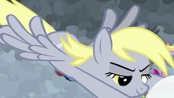 Size: 1920x1080 | Tagged: safe, screencap, derpy hooves, pegasus, pony, g4, the ending of the end, cloud, epic derpy, flying, solo focus