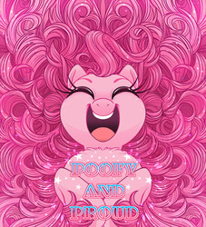 Size: 1920x2118 | Tagged: safe, artist:dragonfoxgirl, pinkie pie, earth pony, pony, g4, chest fluff, eyes closed, female, impossibly large mane, open mouth, poofy mane, smiling, solo