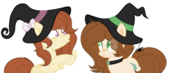 Size: 4000x1701 | Tagged: safe, artist:browniepawyt, oc, oc only, oc:brownie paw, earth pony, pegasus, pony, base used, female, hat, mare, simple background, transparent background, witch hat