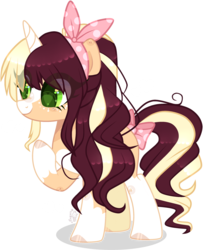 Size: 2492x3066 | Tagged: oc name needed, safe, artist:mint-light, artist:sugaryicecreammlp, oc, oc only, pony, unicorn, bow, female, high res, magical lesbian spawn, mare, offspring, parent:applejack, parent:rarity, parents:rarijack, simple background, tail bow, transparent background