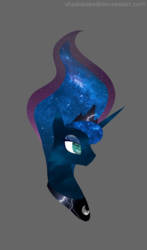Size: 1000x1700 | Tagged: safe, artist:shadobabe, princess luna, alicorn, pony, g4, bust, female, gray background, mare, portrait, simple background, solo, texture