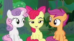 Size: 1920x1080 | Tagged: safe, screencap, apple bloom, scootaloo, sweetie belle, pony, g4, the big mac question, cutie mark crusaders