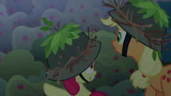 Size: 1920x1080 | Tagged: safe, screencap, apple bloom, applejack, earth pony, pony, g4, going to seed, duo