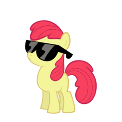 Size: 5000x5000 | Tagged: safe, artist:austiniousi, edit, editor:slayerbvc, vector edit, apple bloom, earth pony, pony, g4, accessory-less edit, female, filly, missing accessory, simple background, solo, sunglasses, transparent background, vector