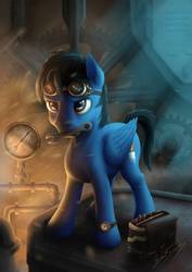 Size: 752x1063 | Tagged: safe, artist:bluespaceling, oc, oc only, oc:clever blue, pegasus, pony, solo