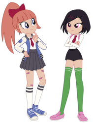 Size: 4039x5334 | Tagged: safe, artist:lhenao, equestria girls, g4, base used, clothes, converse, crossover, equestria girls-ified, long socks, miniskirt, pants, river city girls, schoolgirl, shoes, skirt, socks, thigh highs, thigh socks