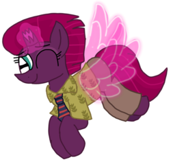 Size: 1143x1077 | Tagged: safe, artist:徐詩珮, fizzlepop berrytwist, tempest shadow, pony, unicorn, g4, artificial wings, augmented, broken horn, clothes, cosplay, costume, crossover, female, horn, magic, magic wings, mare, nick wilde, simple background, transparent background, wings, zootopia