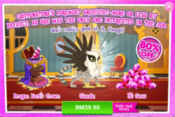 Size: 1034x694 | Tagged: safe, gameloft, glenda, griffon, g4, advertisement, costs real money, introduction card, sale