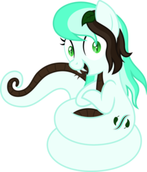Size: 6310x7369 | Tagged: safe, artist:livehotsun, oc, oc only, oc:wave mint choco, lamia, original species, snake pony, absurd resolution, coils, crossed hooves, fangs, female, leaf, simple background, slit pupils, solo, transparent background, vector