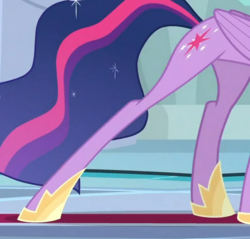 Size: 522x499 | Tagged: safe, screencap, twilight sparkle, alicorn, pony, g4, the last problem, animation error, concave belly, cropped, cutie mark, female, impossibly long legs, leg, legs, mare, older, older twilight, older twilight sparkle (alicorn), pictures of legs, princess twilight 2.0, slender, solo, stretching, tall, thin, twilight sparkle (alicorn)