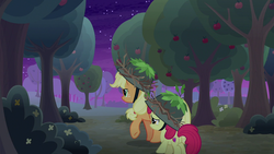 Size: 1280x720 | Tagged: safe, screencap, apple bloom, applejack, earth pony, pony, g4, going to seed